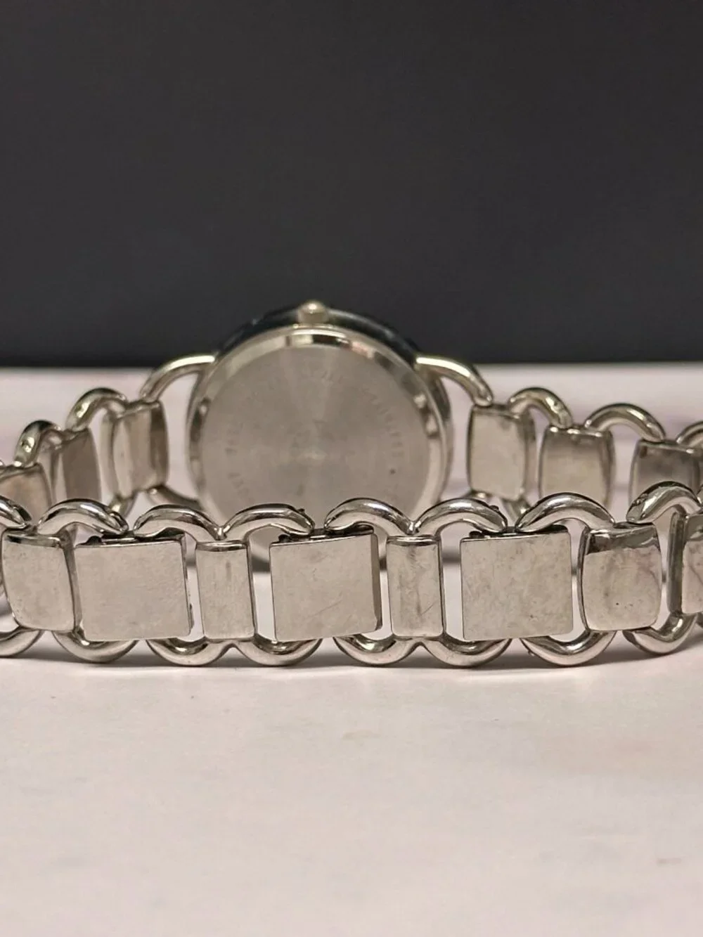 3/$30 Womens Watch Silver Metallic Foil Dial Linked Metal Bracelet Band 8.25